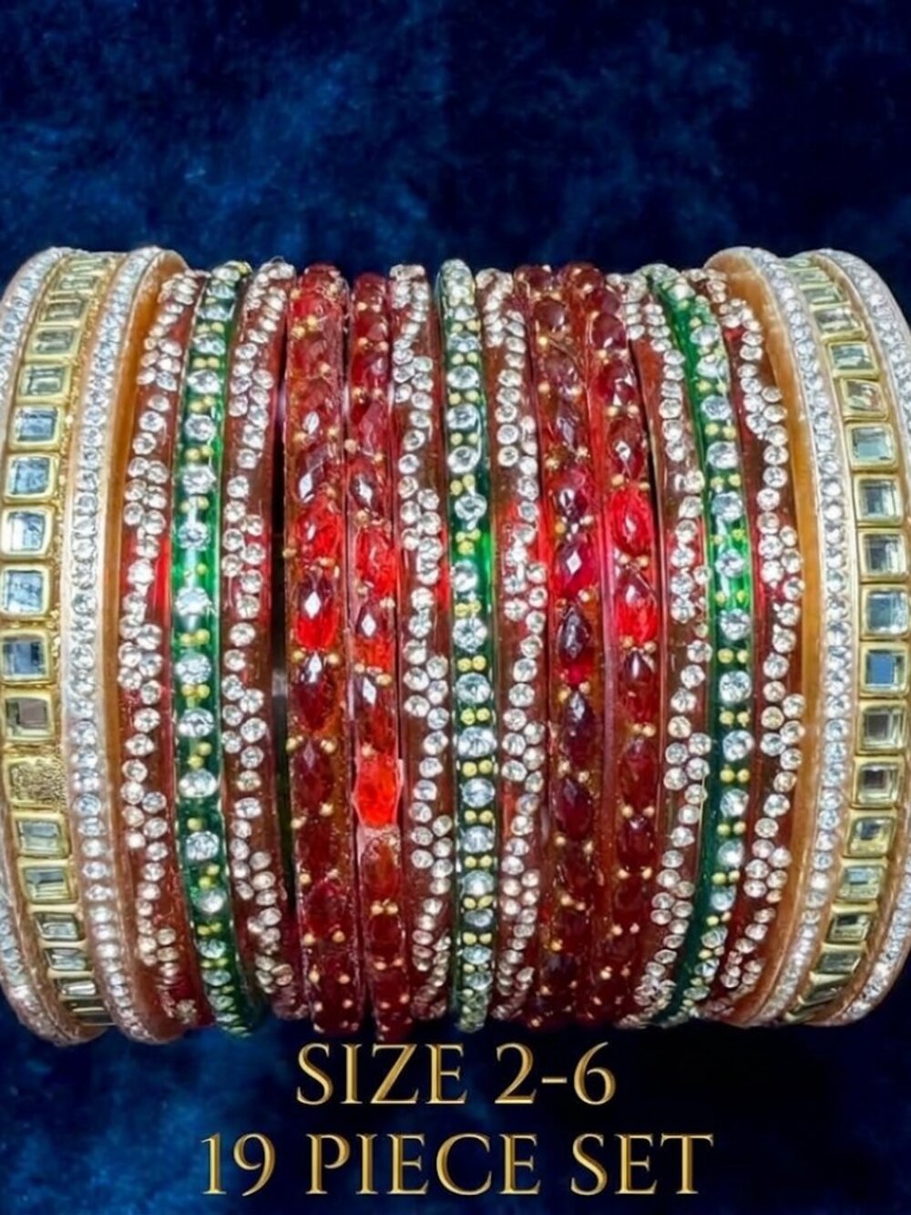Traditional Rhinestone Bangle Set for Women - Ethnic Stackable Bridal Bracelets